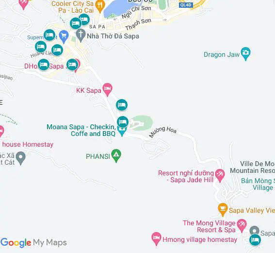 Map of where to stay in Sapa, Vietnam