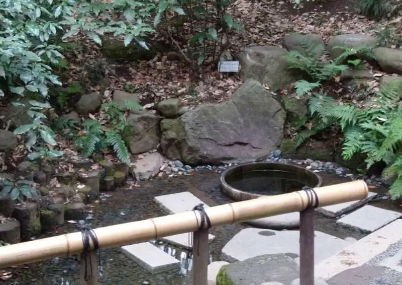 A well surrounded by stone steps at Meiji Shrine's Inner Garden