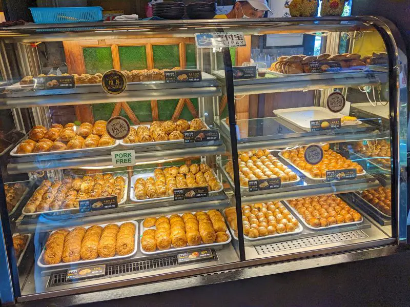 A display of pastries and cookies for sale at Ming Xiang Tai Pastry in Penang