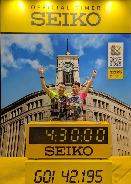 Justin Huynh and Jackie Szeto, Life Of Doing, at the Tokyo Marathon Expo's Seiko booth