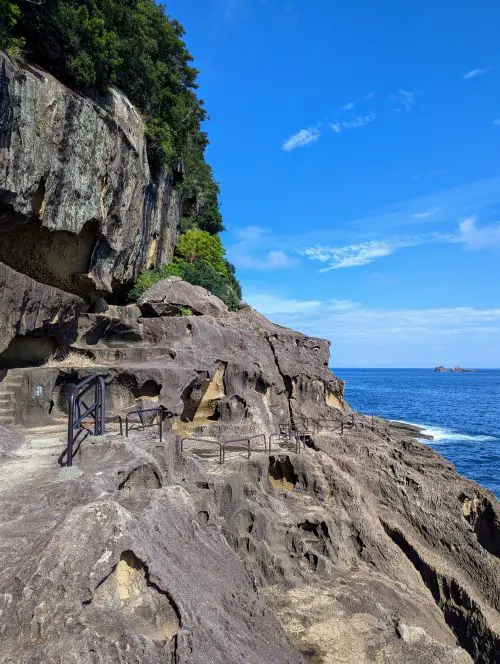 Natural sea erosions at Onigajo Cliffside in Kumano, Japan
