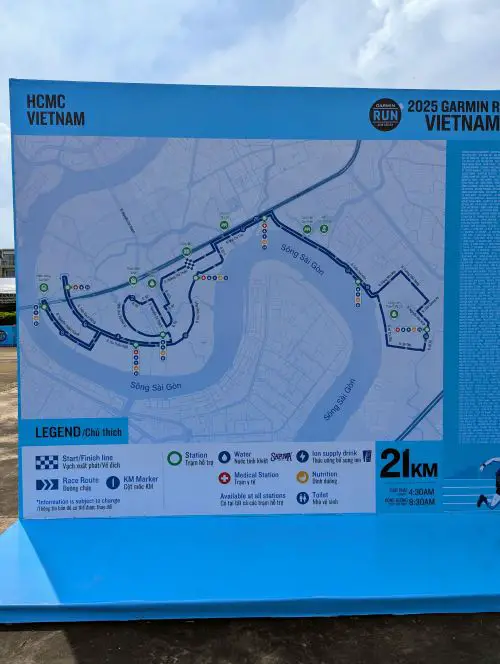 The Garmin Asia Vietnam 21km course on a large billboard