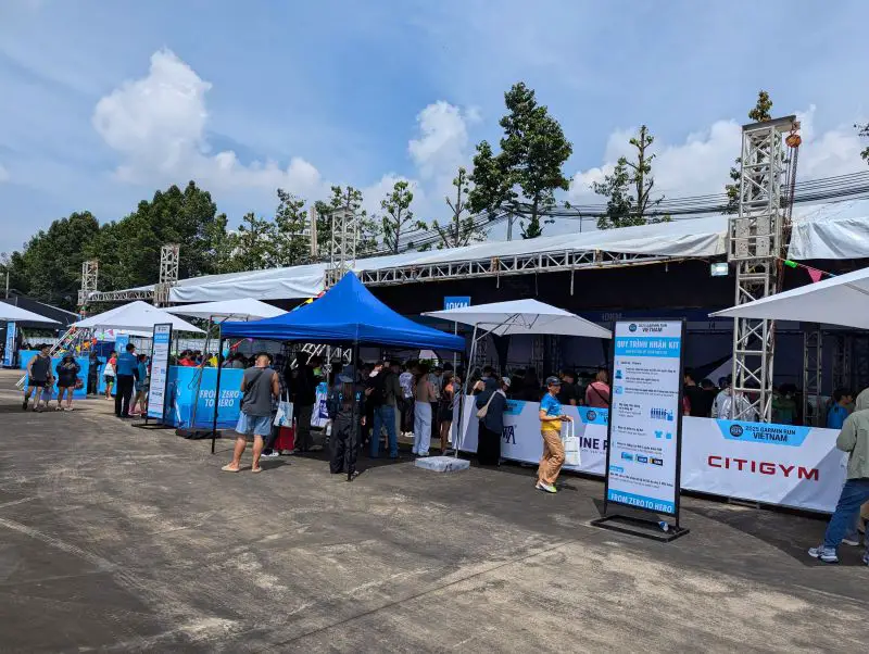 A covered open area for runners to pick up the bibs at the Garmin Run Vietnam Expo