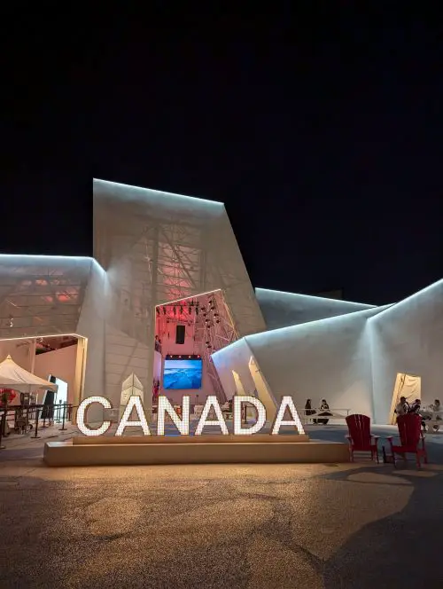 The entrance of the Canada Pavilion