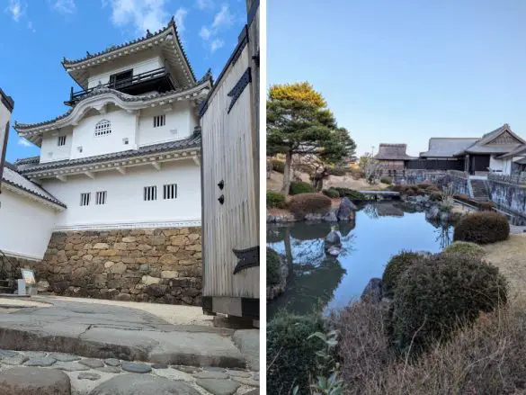 Left photo is the entrance of the white Kakegawa Castle, right photo is the Japanese garden from Tea Museum Shizuoka