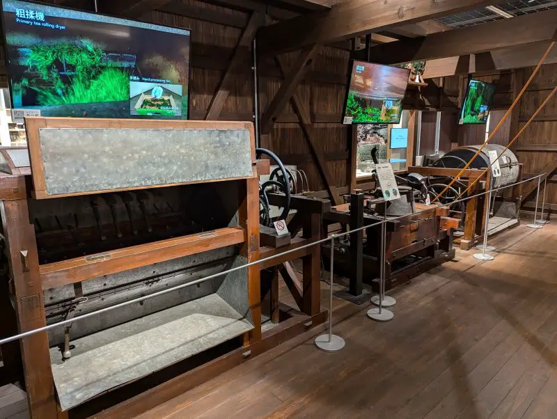 Machinery to process the tea leaves on display at the Tea Museum Shizuoka